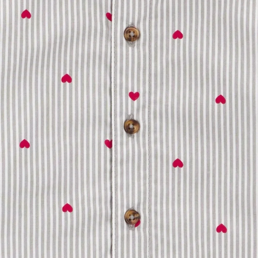 Carter’s Valentine’s Day Heart Striped Button Down w/ Denim Suspender Jeans
